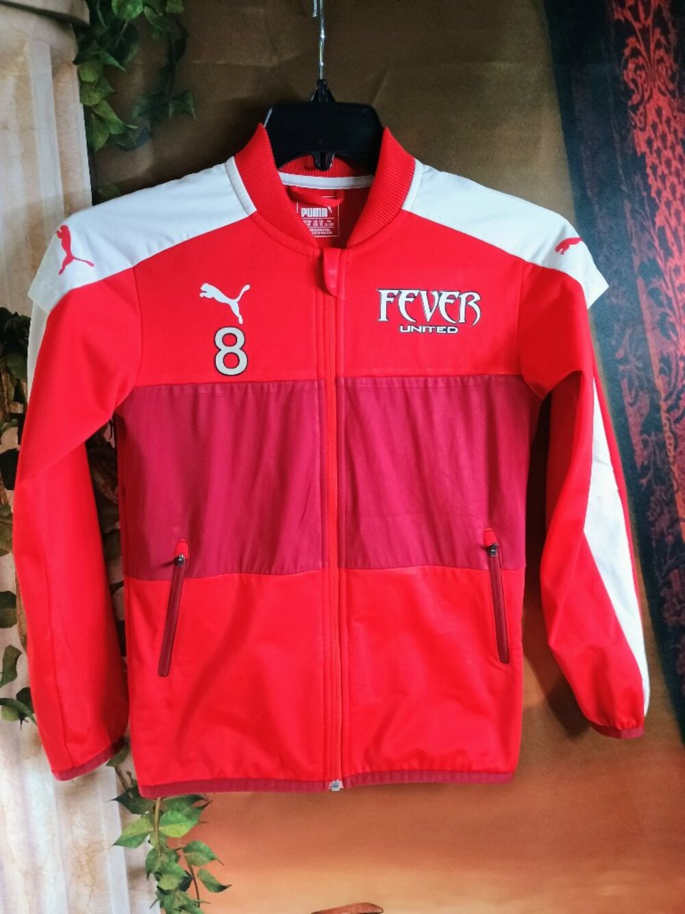 EUC  Kids Puma Youth Large Red Fever United Soccer Track Jacket